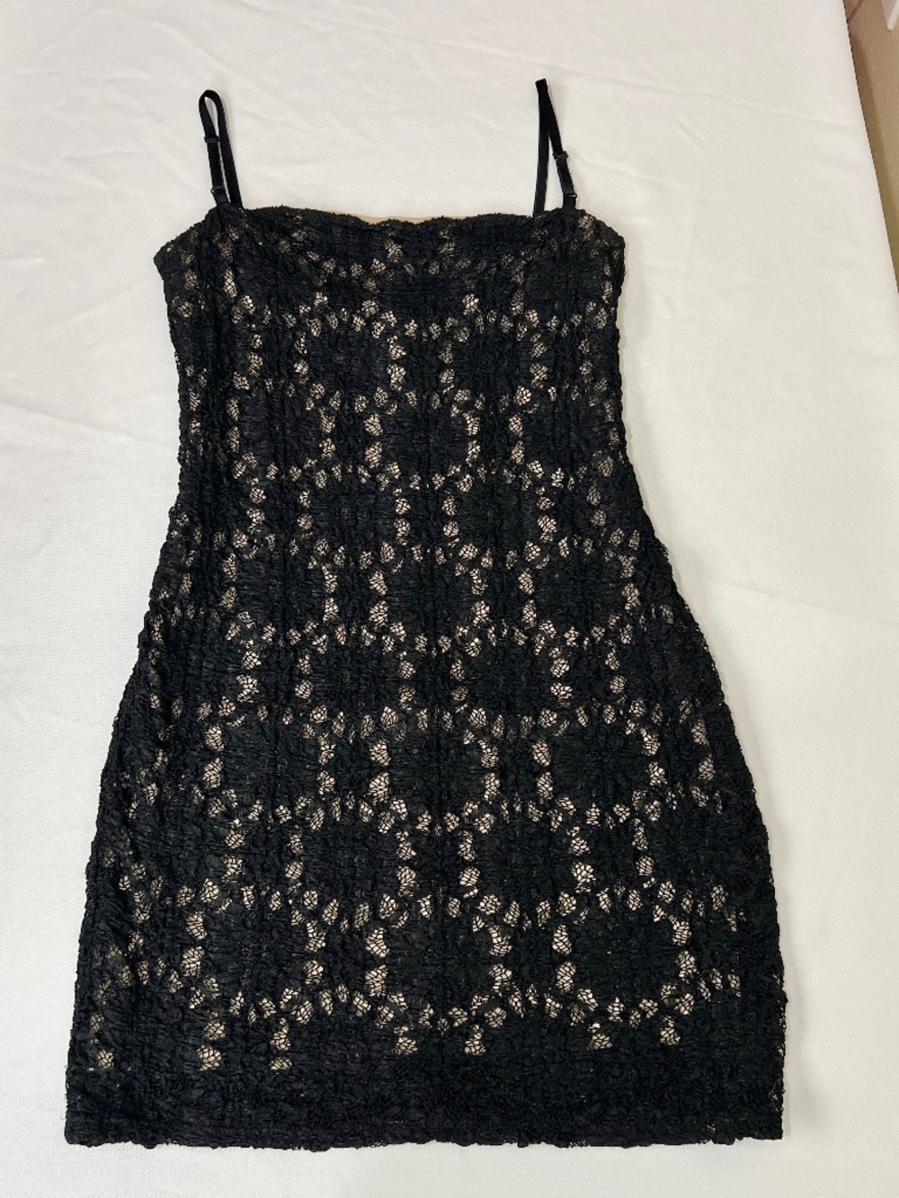 Vintage LANDRY By Shelli Segal Lace Mini dress Black/Cream Size M